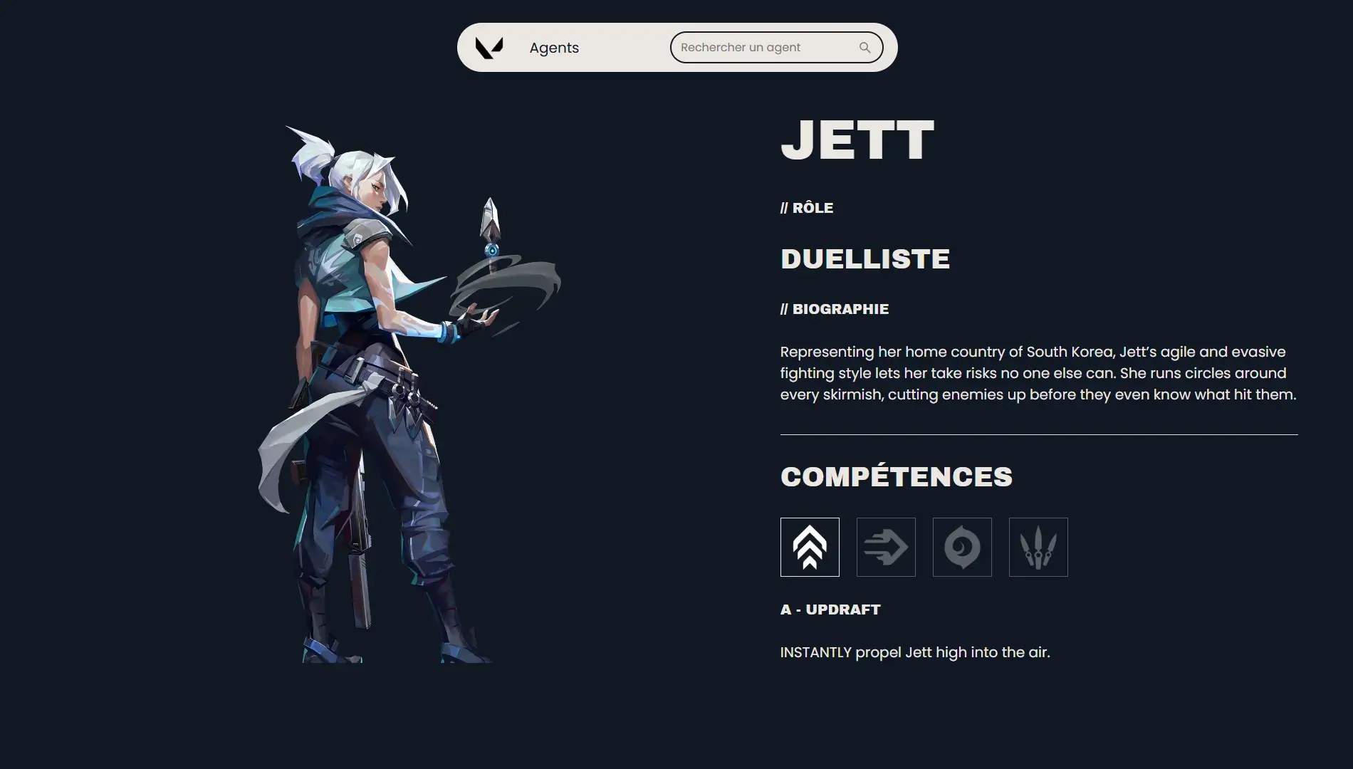 Page détail d'un agent Jett